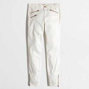 J. Crew Factory White Sateen Skinny Jeans Zip 25 NWT